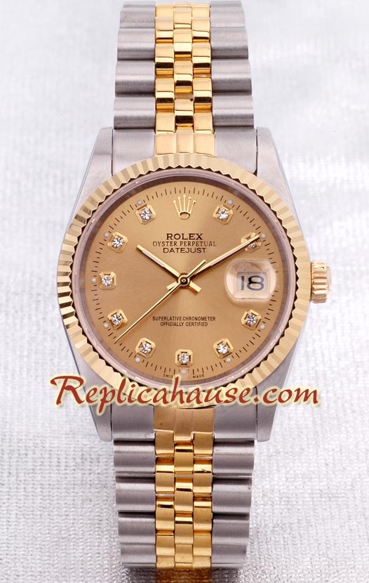 Rolex Datejust Dos Tonos Reloj Suizo de imitación