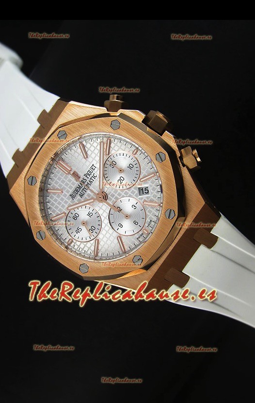 Audemars Piguet Royal Oak Cronógrafo Reloj en Oro Amarillo con Dial Blanco Pulido