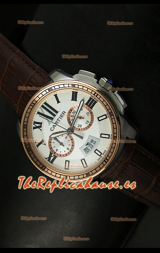 Calibre De Cartier, Reloj cronógrafo Réplica Japonesa, en dos tonos