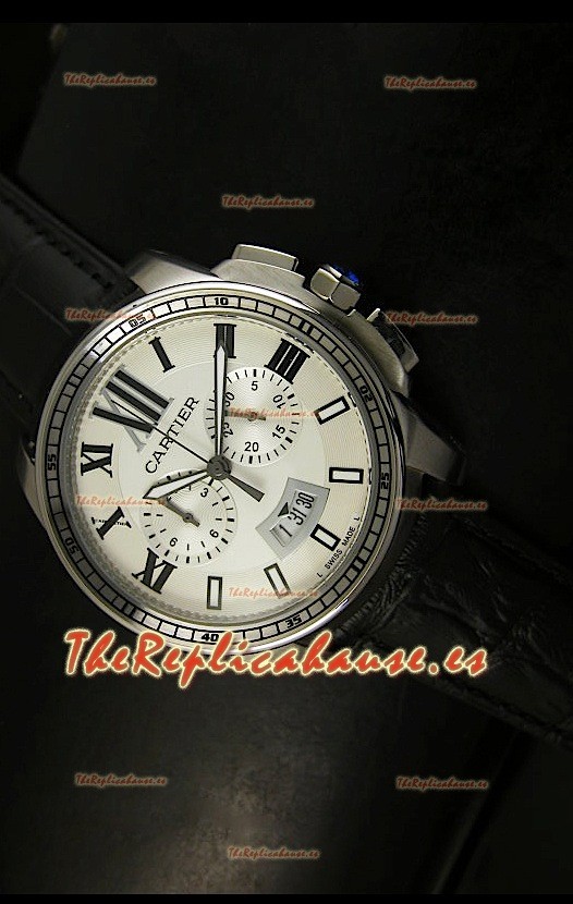 Calibre De Cartier, Reloj cronógrafo Réplica Japonesa, en acero inoxidable