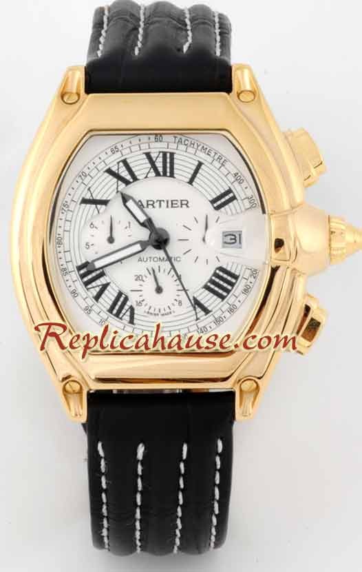 Cartier Roadster Gold Reloj Réplica - Leather