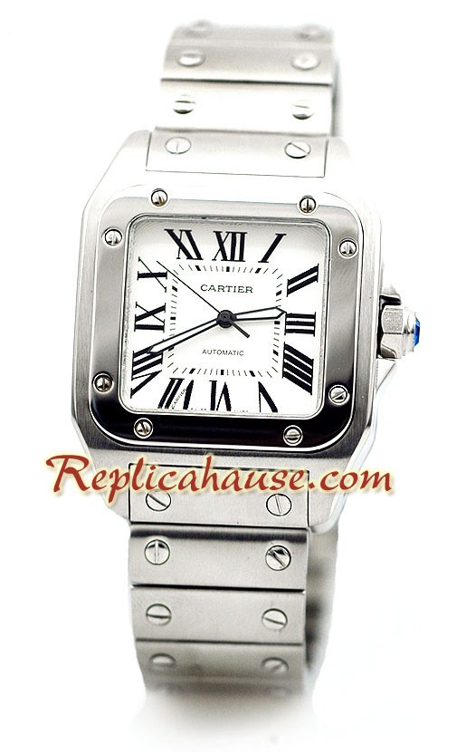 Cartier Santos 100 Stainless Reloj con Correa de Acero
