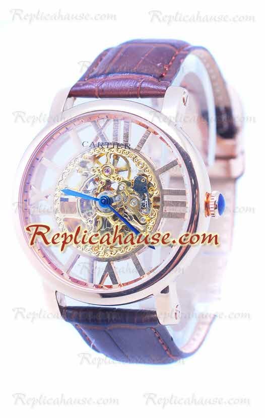 Cartier De Rotonde Skeleton Rose Gold Reloj 