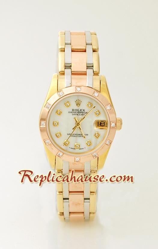 Rolex Réplica Datejust - Tres Tonos Midtamaño Reloj
