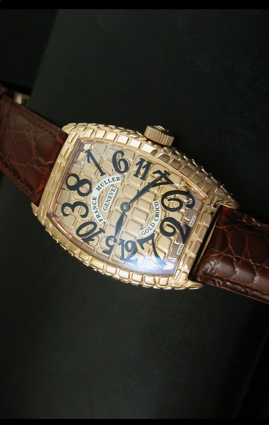 Franck Muller Casablanca Gold Croco Reloj con Caja de Oro