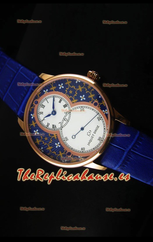 Jaquet Droz Grande Seconde Reloj en Oro Rosado Dial Azul Grand Feu paillonné-enameled