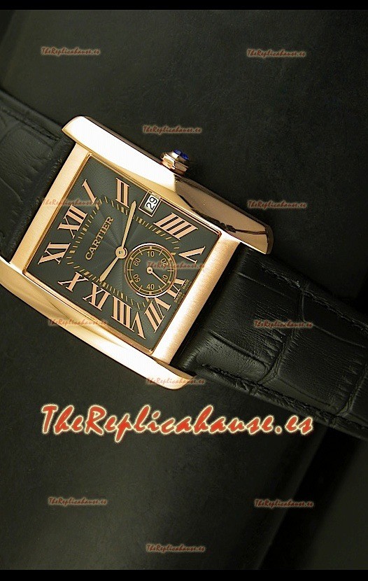 Cartier Tank Anglaise, Reloj Réplica Japonesa Oro Rosado, Dial color Blanco, tamaño 34MM