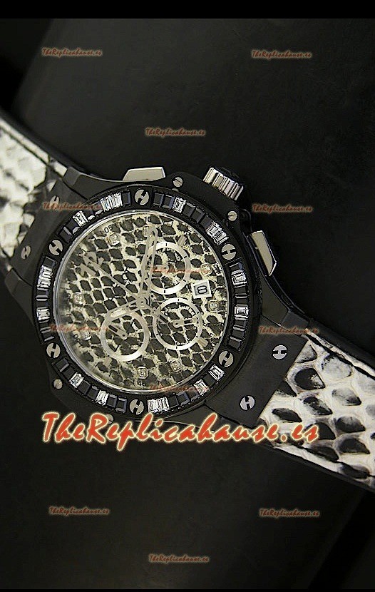 Hublot Big Bang Edición White Zebra Bang, Reloj 34MM, caja con recubrimiento PVD en negro