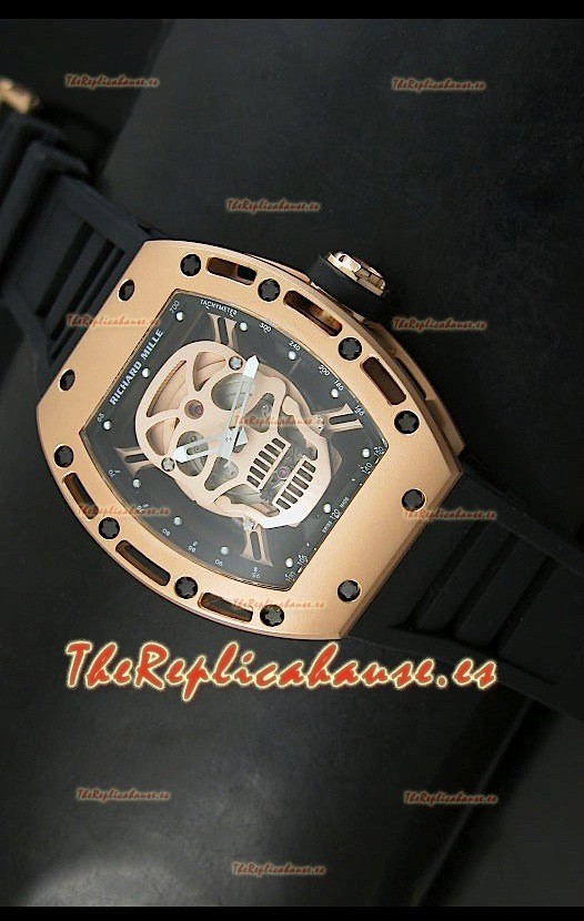 Richard Mille RM052 Skull Tourbillon Reloj Réplica Suiza en Oro Rosado