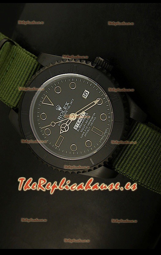 Rolex Submariner Edición STEALTH Reloj Réplica Suiza, correa verde