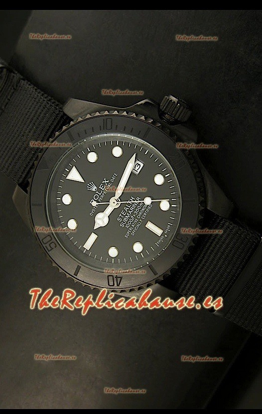 Rolex Submariner Edición STEALTH Reloj Réplica Suiza, correa negra