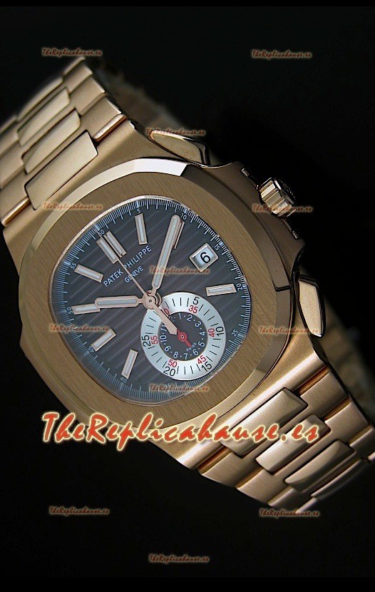 Patek Philippe Nautilus 5980 Reloj Suizo cronógrafo en Oro Rosado - réplica en escala 1:1
