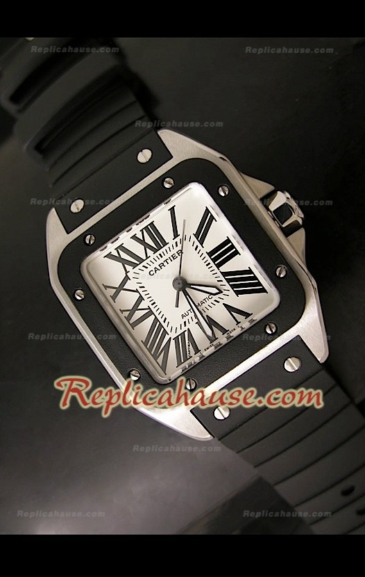 Cartier Santos 100 Reloj Automático Suizo para Señoras en Marrón- 33MM