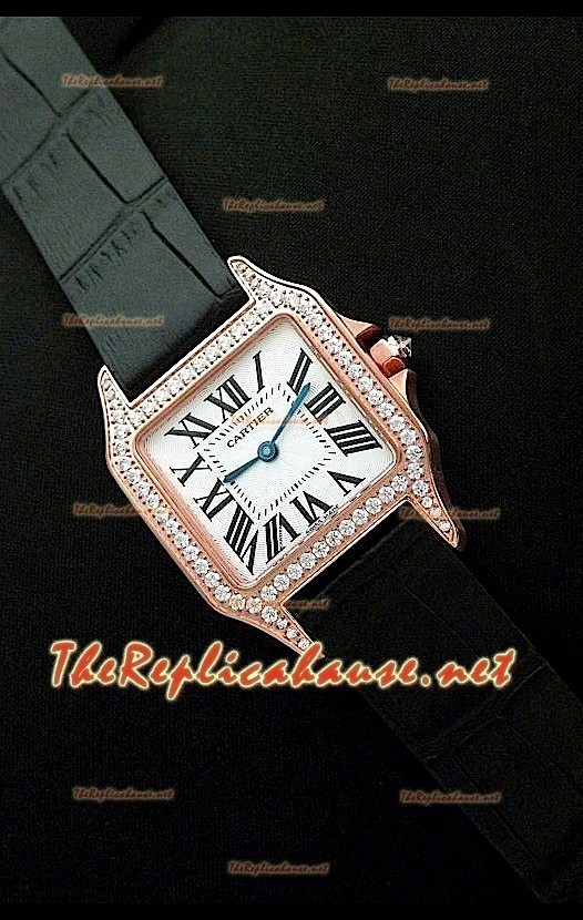 Cartier Santos Dumont Reloj para Señoras - 28 MM en Oro Rosa 