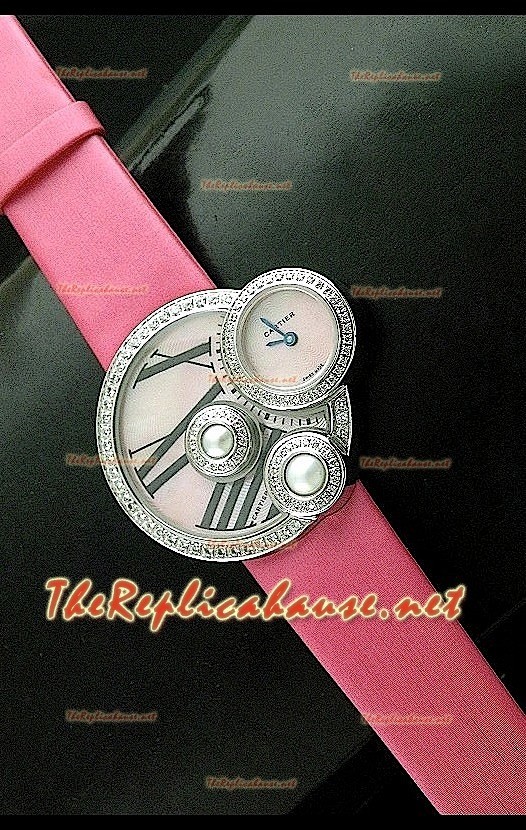 Perles de Cartier Reloj Suizo para Señoras en Acero Inoxidable Correa Penk