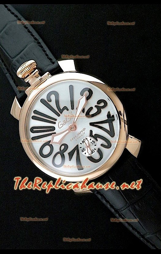 GaGa Milano Reloj Manual con Carcasa de Oro Rosa - Números en Negro