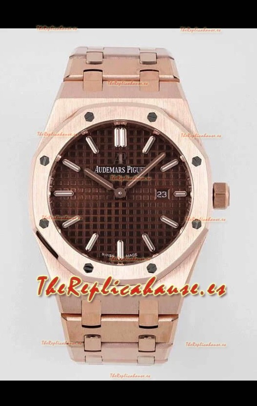 Audemars Piguet Royal Oak 33MM Reloj Oro Dial Marrón - Réplica a Espejo 1:1