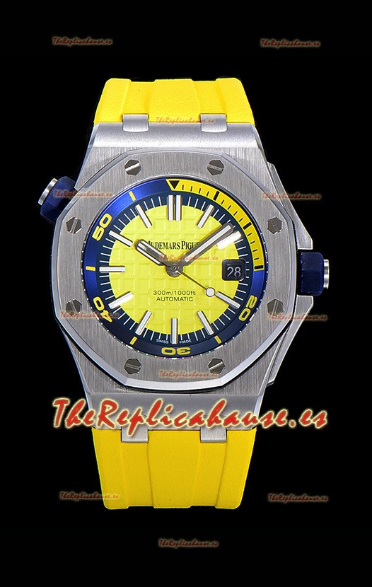 Audemars Piguet Royal Oak Reloj Réplica Suizo de Buzo Dial Amarillo de Acero 904L 1:1 Movimiento Calidad 3120 