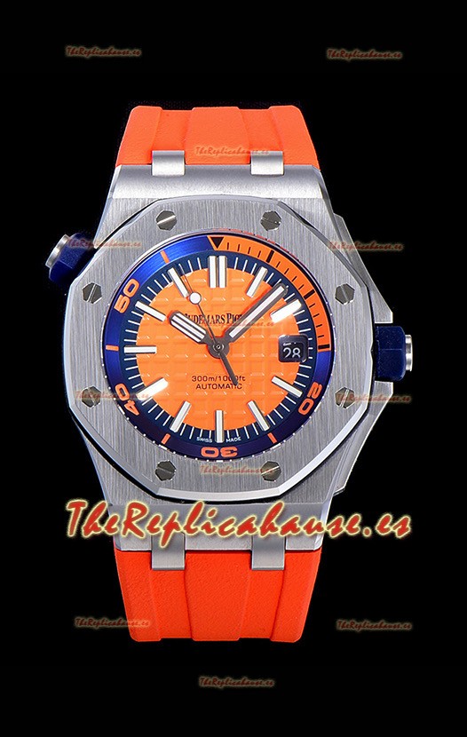 Audemars Piguet Royal Oak Reloj Réplica Suizo de Buzo Dial Naranja de Acero 904L 1:1 Movimiento Calidad 3120