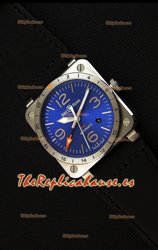 Bell & Ross BR03-93 GMT Reloj Réplica Suizo de Acero a espejo 1:1 Edición 42MM Dial Azul