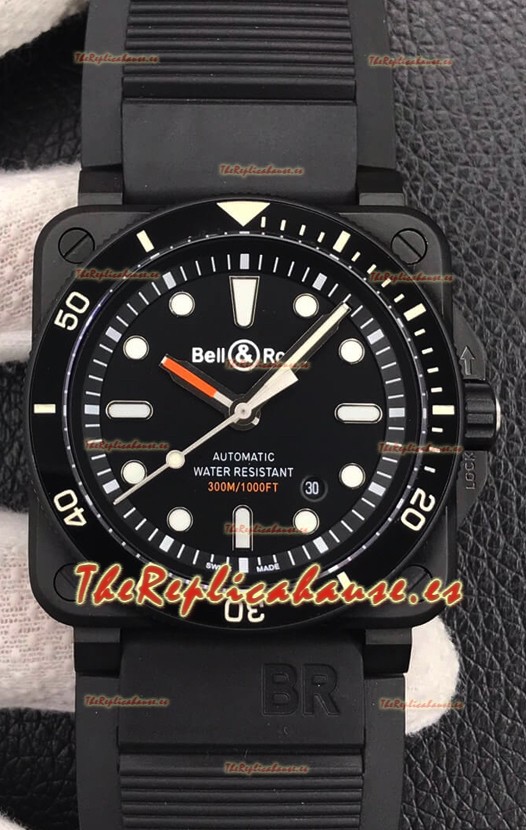 Bell & Ross BR03-92 Buzo Revestido en DLC Dial Negro Reloj Réplica Suizo a espejo 1:1