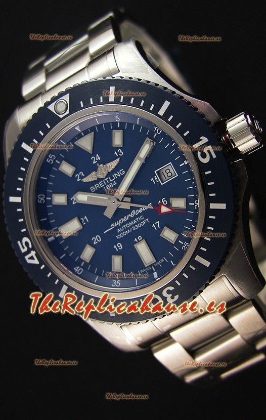 Breitling SuperOcean 44 Acero especial - Reloj Mariner Azul Réplica Suiza Con Correa de Acero