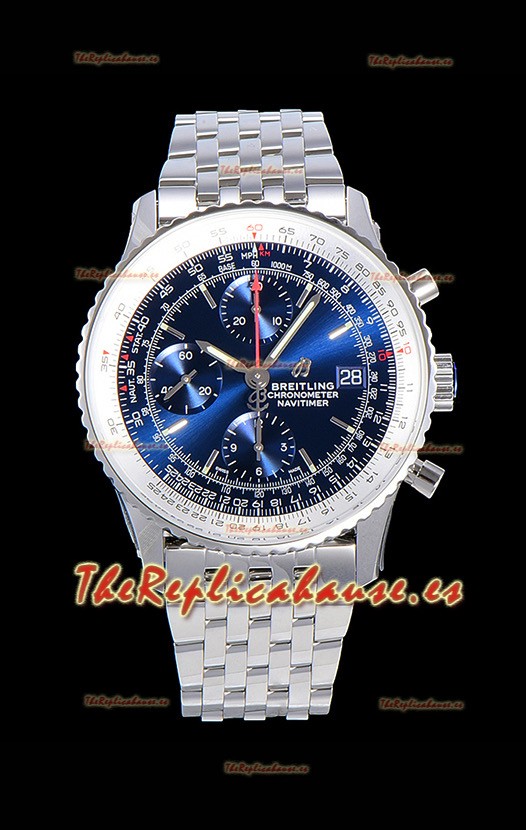 Breitling Navitimer 1 Cronógrafo 41MM Reloj Suizo Dial Azul en Acero 904L - Correa de Acero