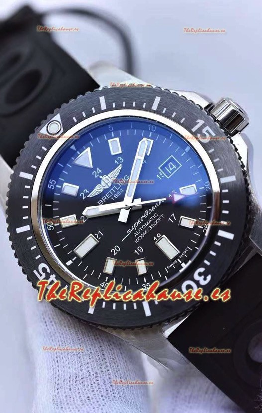 Breitling SuperOcean 44 Acero Especial - Reloj Réplica Suizo Mariner Azul con Correa de Goma