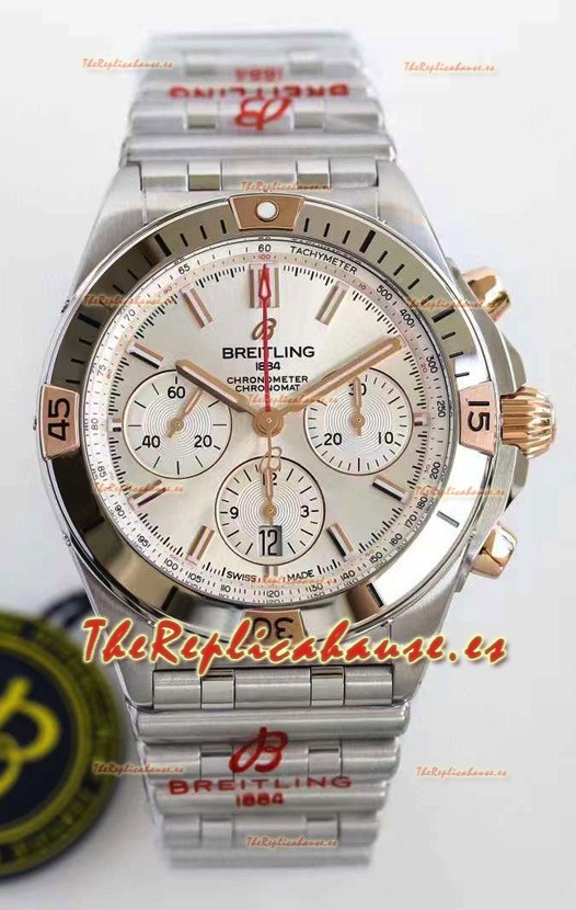 Breitling Chronomat B01 42 Edition Swiss Acero 904L Oro Rosado Dial de Acero con Detalles Reloj Réplica a Espejo 1:1