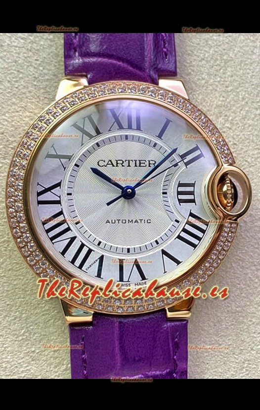 Ballon De Cartier Reloj Suizo Automático Calidad a Espejo 1:1 36MM Caja en Oro Rosado