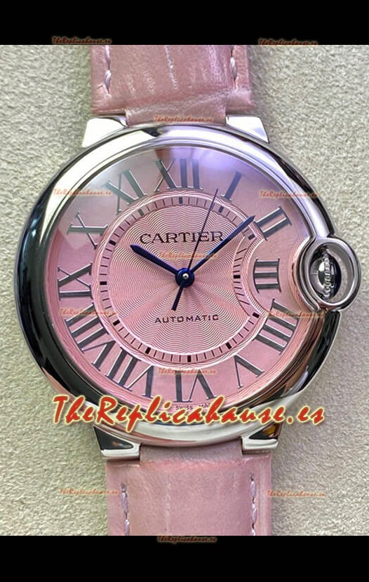 Ballon De Cartier Reloj Suizo Automático Calidad a Espejo 1:1 36MM Caja en Acero Inoxidable Dial Rosado