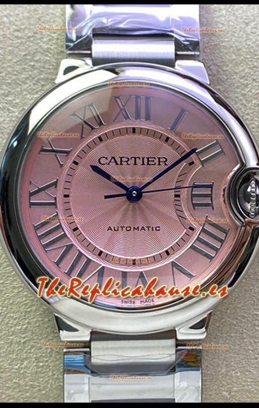 Ballon De Cartier Reloj Suizo Automático Calidad a Espejo 1:1 36MM Caja en Acero Inoxidable Dial Rosado
