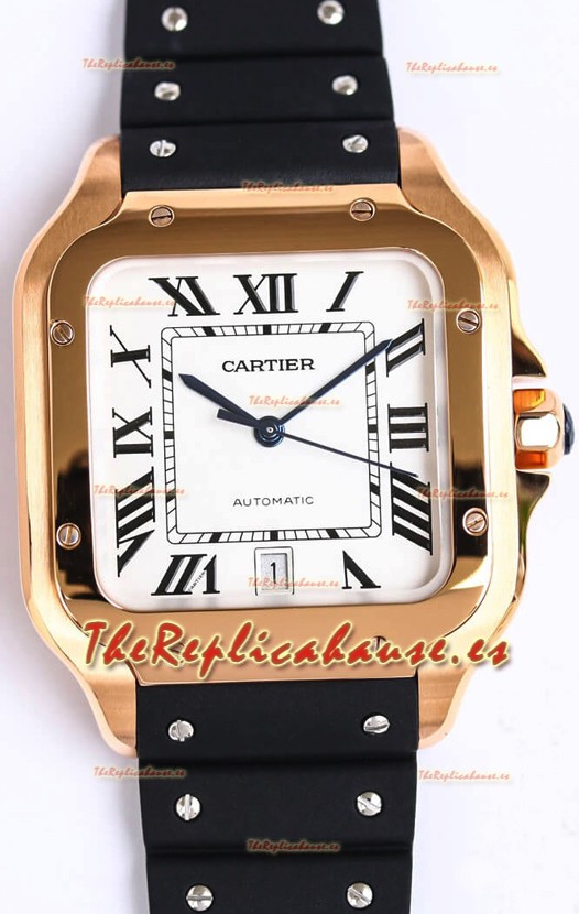 Santos De Cartier Caja Oro Rosado Reloj Réplica Suizo a Espejo 1:1 40MM