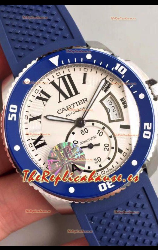 Caliber De Cartier Watch 42MM Dial Blanco Caja de Acero - Reloj Réplica a Espejo 1:1