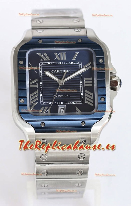 Santos De Cartier Réplica Suiza a 1:1 Bisel DLC Azul Reloj 40MM