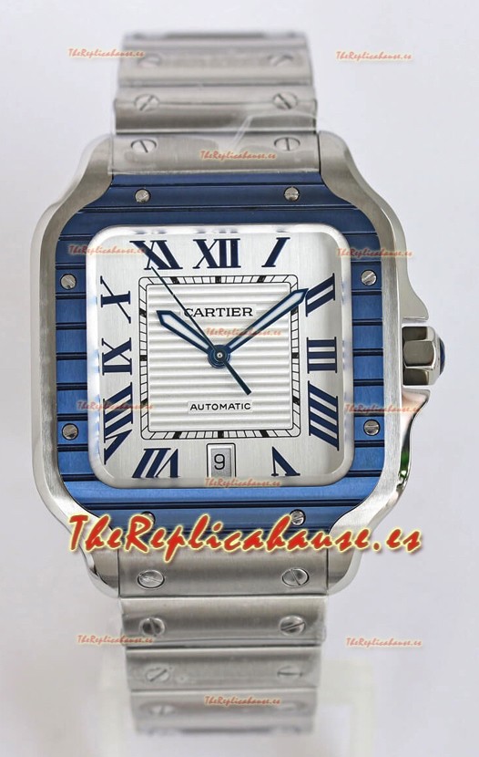 Santos De Cartier Réplica Suiza a 1:1 Bisel DLC Azul Reloj 40MM