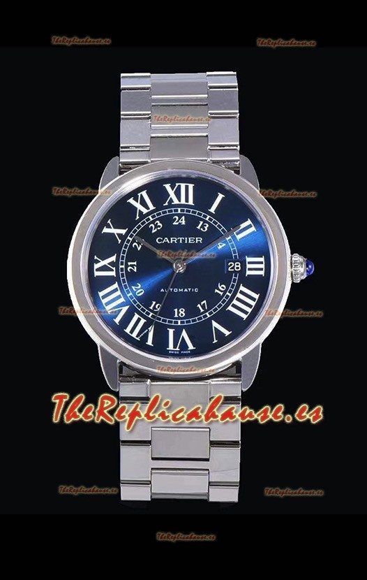 Cartier "Ronde De Cartier" Reloj Réplica a Espejo 1:1 Caja de Acero Inoxidable 904L en Dial Azul
