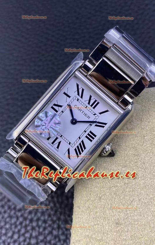 Cartier Tank Solo Reloj Cuarto Suizo Caja en Acero Inoxidable - Ancho 25.5MM Réplica Espejo 1:1
