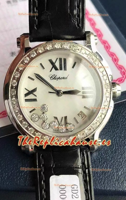 Chopard Happy Acero Inoxidable Reloj Cuarzo Suizo Replica a Espejo 1:1 - Diamantes Genuinos