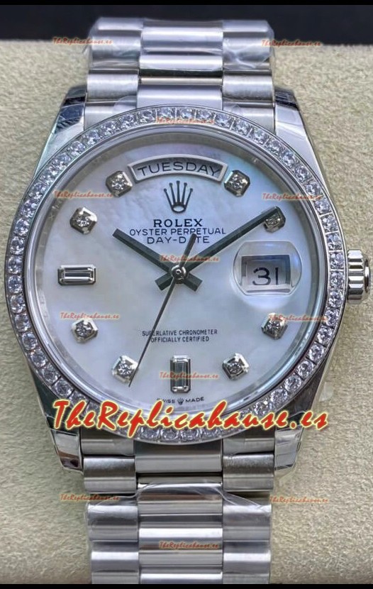 Rolex Day Date Presidential Acero 904L 36MM - Dial Blanco Perla Reloj Calidad Espejo 1:1