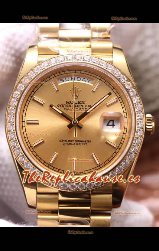 Rolex Day Date Presidential Acero 904L Oro Amarillo 40MM - Dial Oro Calidad a Espejo 1:1
