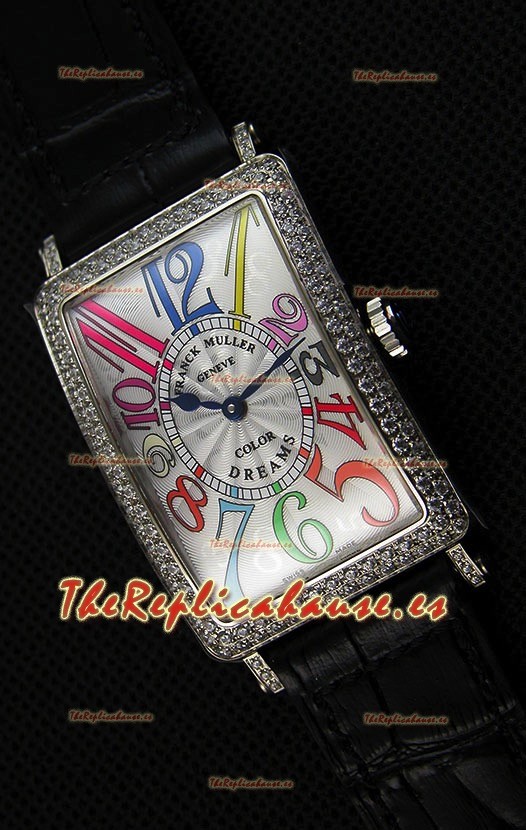 Franck Muller Long Island Color Dreams Ladies Reloj Réplica Suizo - Correa color Negro