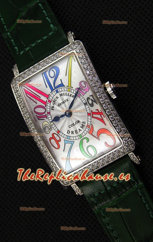 Franck Muller Long Island Color Dreams Ladies Reloj Réplica Suizo - Correa color Verde