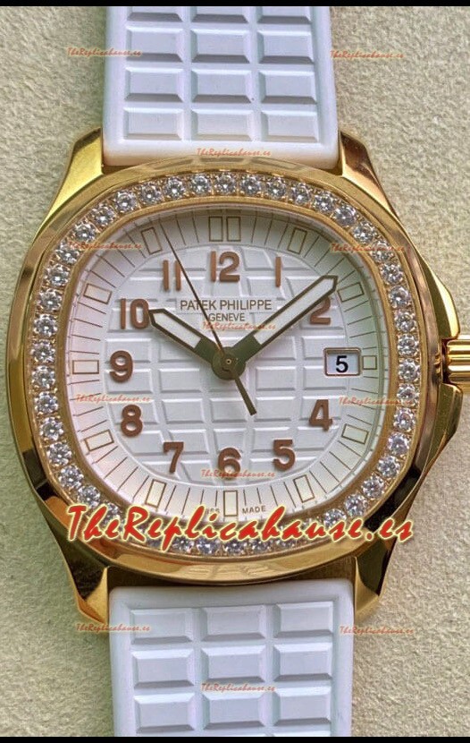 Patek Philippe Aquanaut LUCE 5072R-001 Reloj Réplica de Cuarzo Suizo en Oro Amarillo Dial Blanco - 35MM