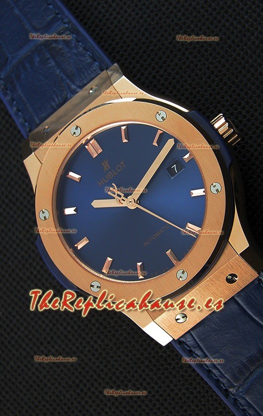 Hublot Classic Fusion Reloj Réplica Suizo en Oro King color Azul - Réplica a Espejo 1:1