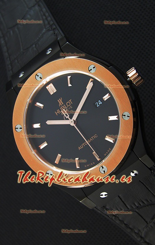 Hublot Classic Fusion Ceramic King Gold Reloj Réplica Suizo Dial color Negro - Reloj Réplica a Espejo 1:1