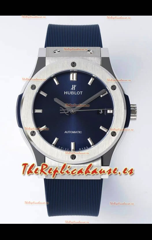 Hublot Classic Fusion Acero Dial Azul 42MM Reloj Réplica Suizo Calidad Espejo 1:1
