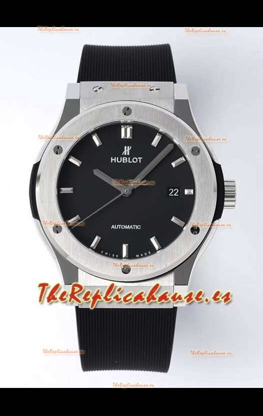 Hublot Classic Fusion Acero Dial Negro 42MM Reloj Réplica Suizo Calidad Espejo 1:1