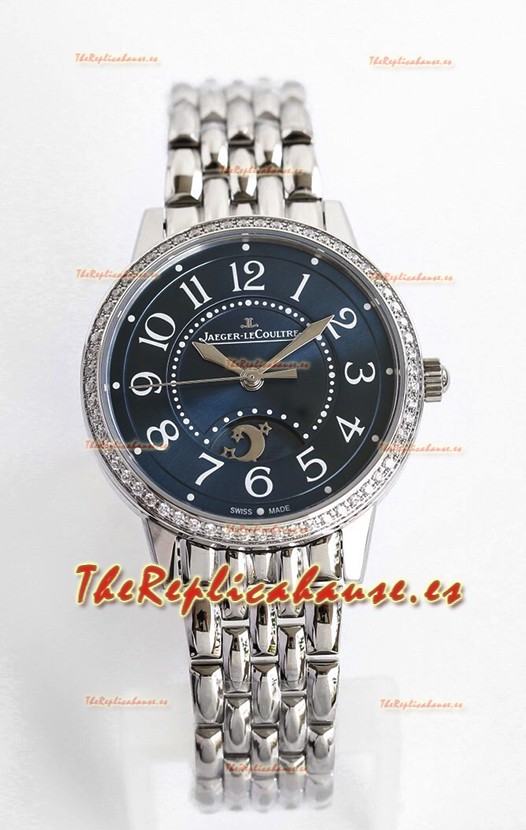 Jaeger-LeCoultre Rendez-Vous Acero Dia y Noche Reloj Réplica de Acero a Espejo 1:1 Dial Azul