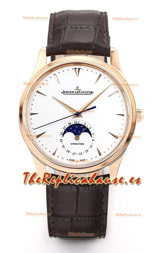 Jaeger LeCoultre Master Reloj Ultra Fino Luna Oro Rosado Réplica a Espejo 1:1